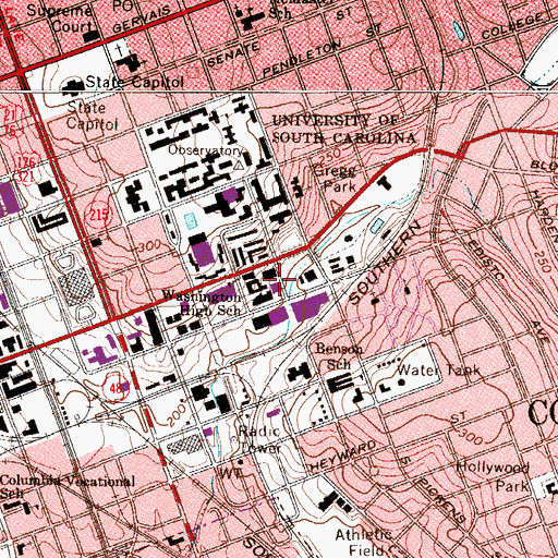 Topographic Map of Booker T Washington Animal Resource Facility, SC