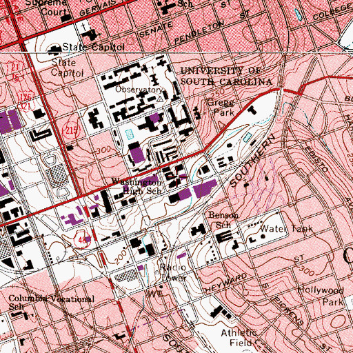 Topographic Map of Booker T Washington Auditorium, SC