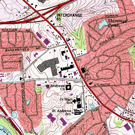 Topographic Map of Boozer Shopping Center, SC