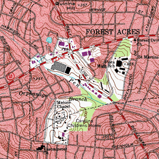 Topographic Map of Boulevard Plaza Shopping Center, SC