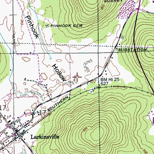 Topographic Map of Pinhook Hollow, AL