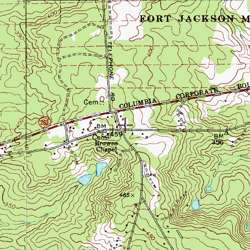 Topographic Map of Browns Chapel School (historical), SC