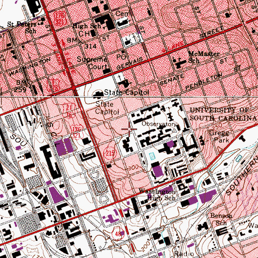 Topographic Map of Byrnes Building, SC