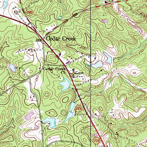 Topographic Map of Cedar Creek Cemetery, SC