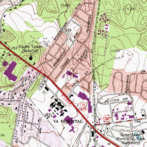 Topographic Map of Cedar Terrace Shopping Center, SC