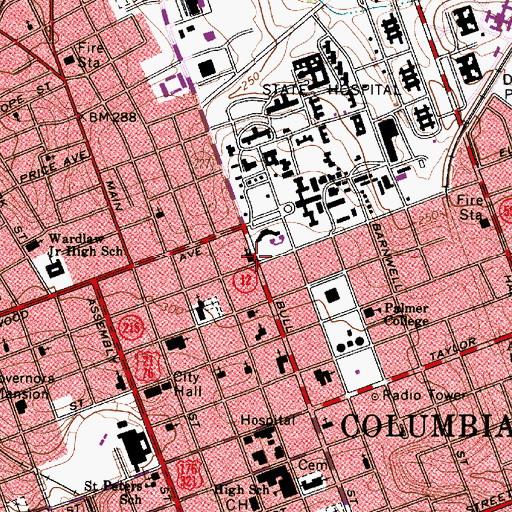 Topographic Map of Church of God, SC
