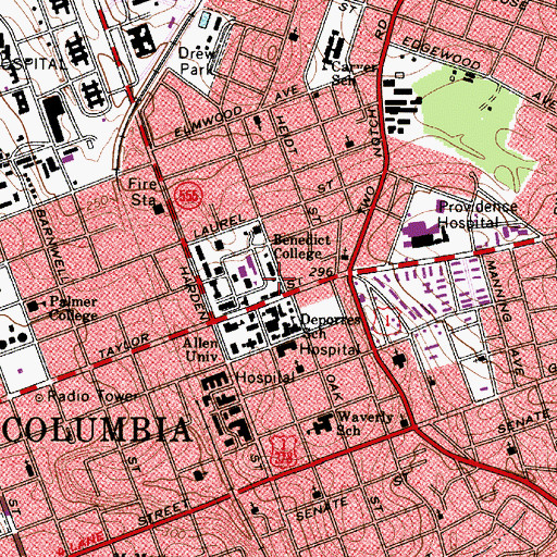 Topographic Map of Colby Hall, SC