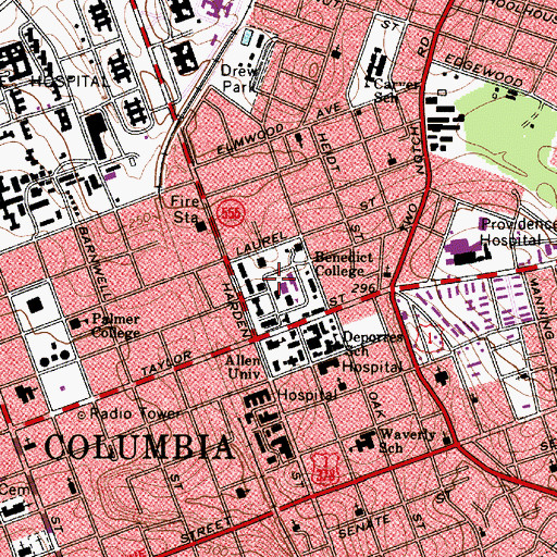 Topographic Map of College Hall (historical), SC