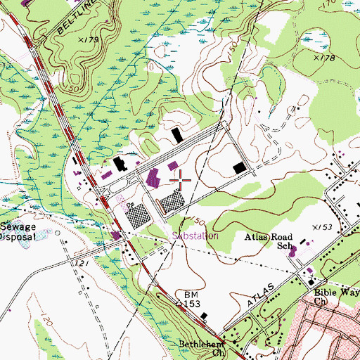 Topographic Map of Columbia Industrial Park, SC