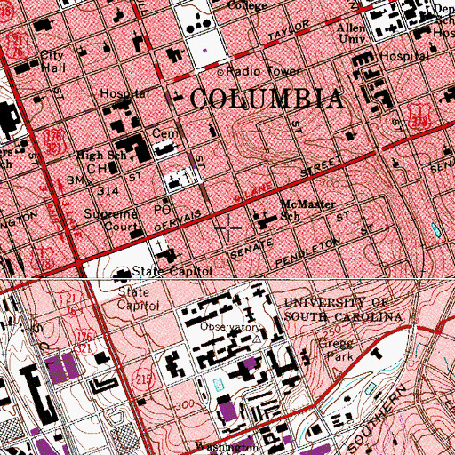 Topographic Map of Columbia Museum of Art, SC