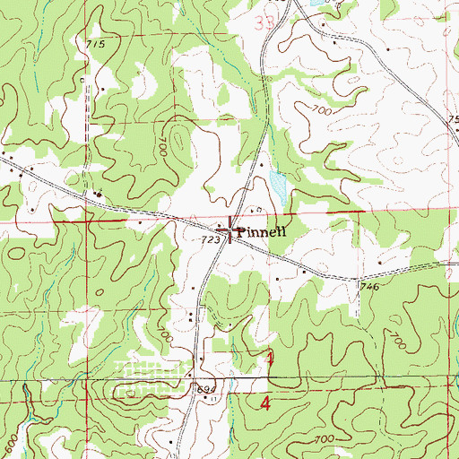 Topographic Map of Pinnell, AL