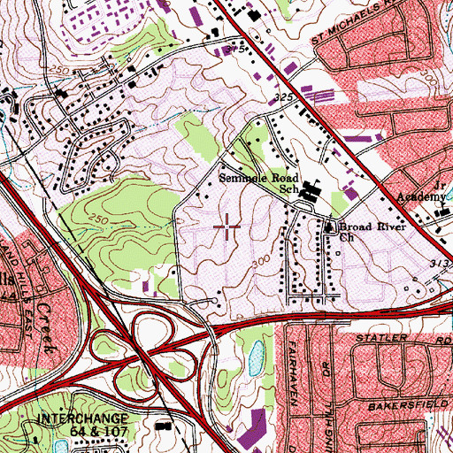 Topographic Map of Cross Roads, SC