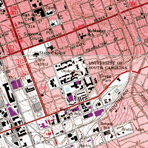 Topographic Map of Currell Annex, SC