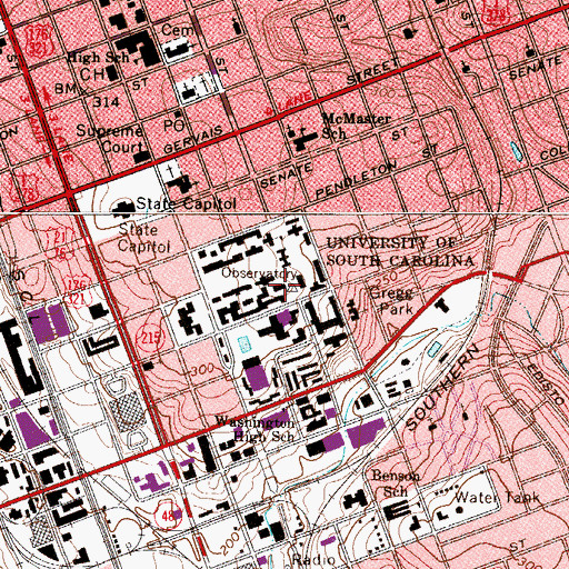 Topographic Map of Currell College, SC