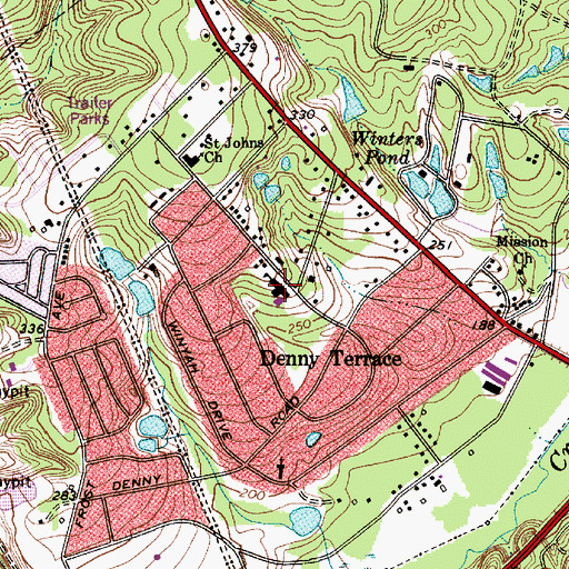 Topographic Map of Denny Terrace Elementary School, SC
