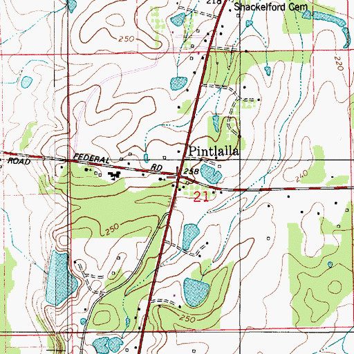 Topographic Map of Pintlala, AL