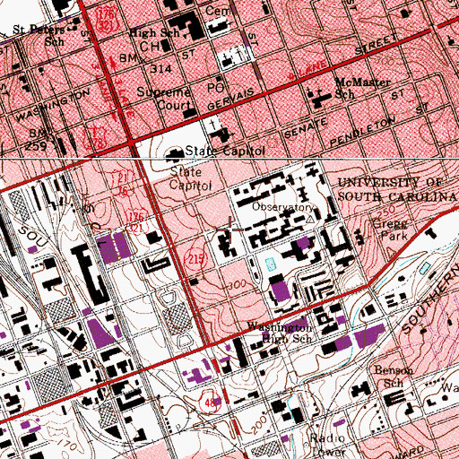 Topographic Map of Drayton Hall, SC