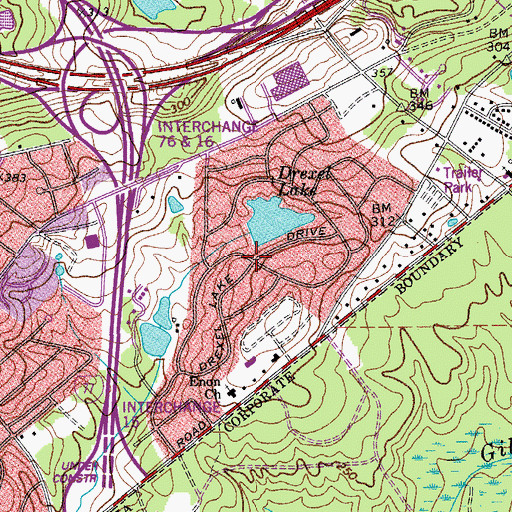 Topographic Map of Drexel Lake Hills, SC