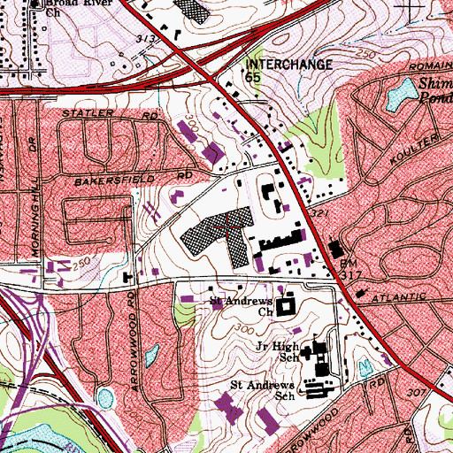 Topographic Map of Dutch Square Shopping Center, SC