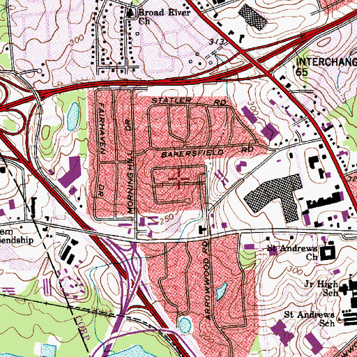 Topographic Map of Dutchbrook, SC