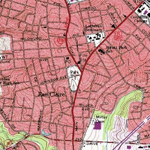 Topographic Map of Eau Claire Park, SC