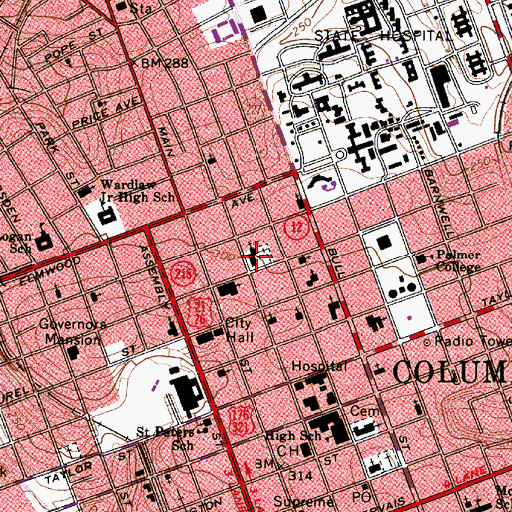 Topographic Map of Ebenezer Lutheran Church, SC