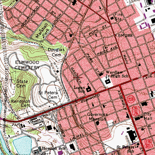 Topographic Map of Elmwood, SC