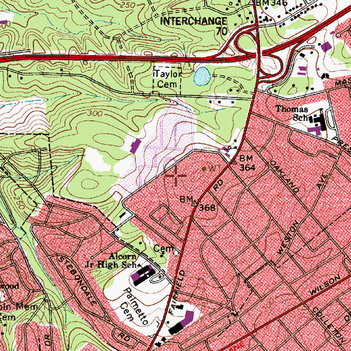 Topographic Map of Fairfield Arms, SC