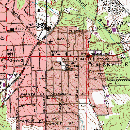 Topographic Map of Pioneer Cemetery, AL