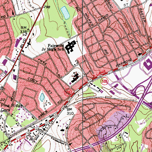 Topographic Map of Fairwold School, SC