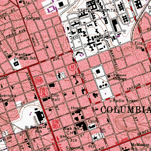 Topographic Map of First Assembly of God Church, SC