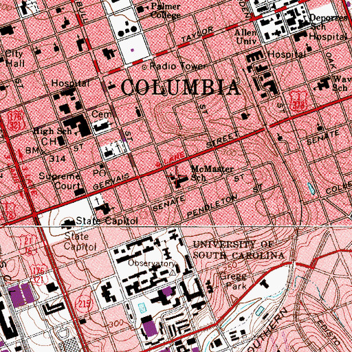 Topographic Map of First Church of Christ Scientist, SC