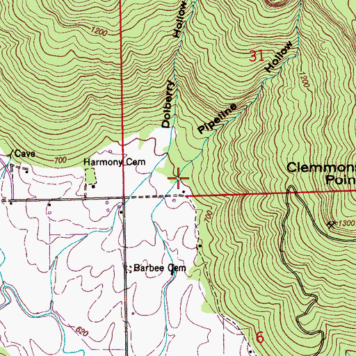 Topographic Map of Pipeline Hollow, AL