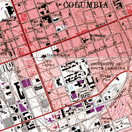 Topographic Map of Flinn Hall, SC