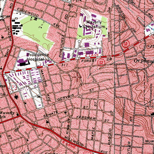 Topographic Map of Forest Hills, SC