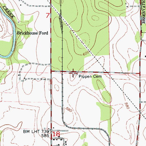 Topographic Map of Pippen Cemetery, AL