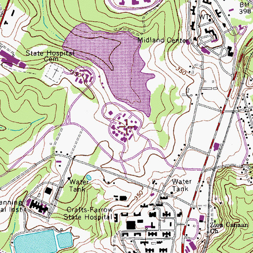 Topographic Map of G Werber Bryan Psychiatric Hospital, SC