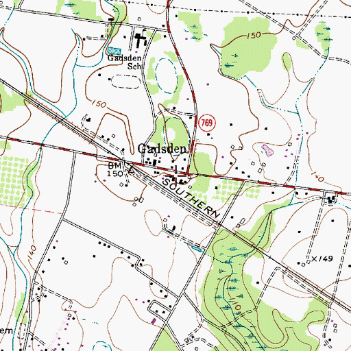 Topographic Map of Gadsden Post Office, SC