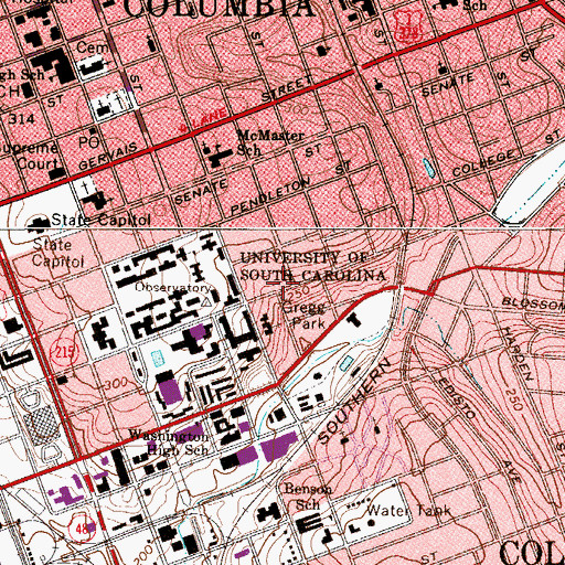 Topographic Map of Gambrell Hall, SC