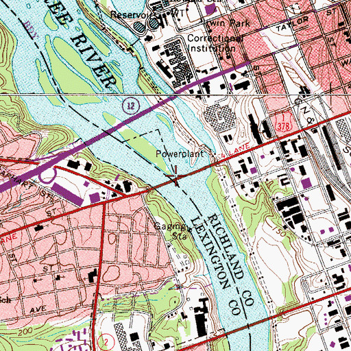 Topographic Map of Gervais Street Bridge, SC