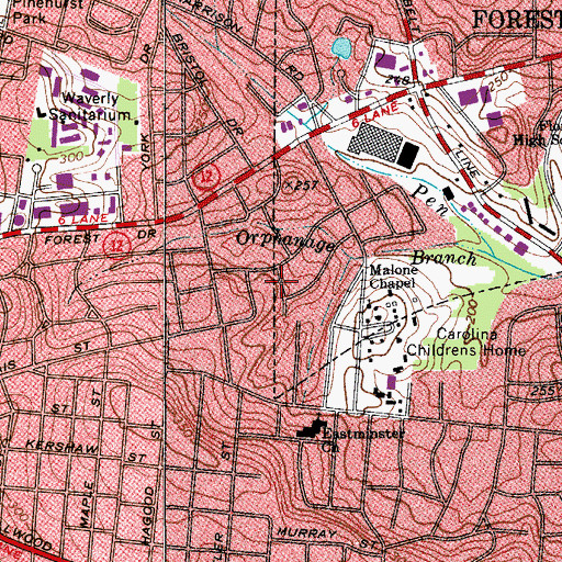 Topographic Map of Glenwood Golf Course (historical), SC