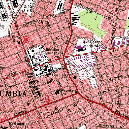 Topographic Map of Gonzales Gardens Shopping Center, SC