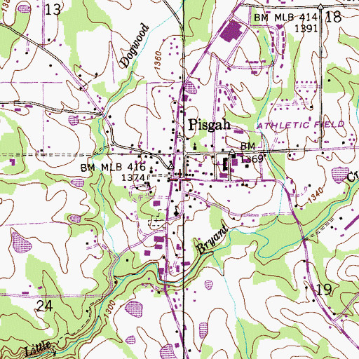 Topographic Map of Pisgah, AL
