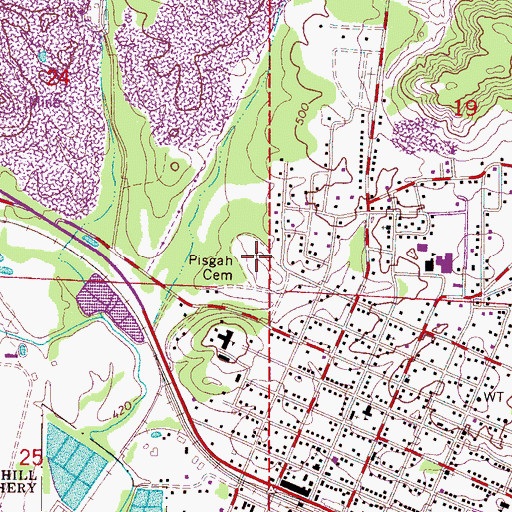 Topographic Map of Pisgah Cemetery, AL