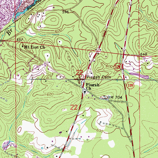 Topographic Map of Pisgah Cemetery, AL