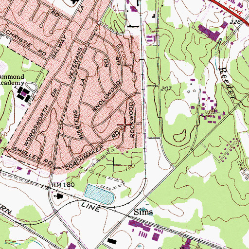 Topographic Map of Heritage Woods, SC