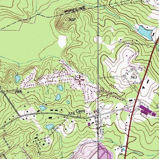 Topographic Map of Highland Forest, SC