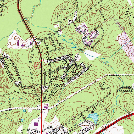 Topographic Map of Hollywood Hills, SC