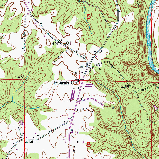 Topographic Map of Pisgah Church, AL