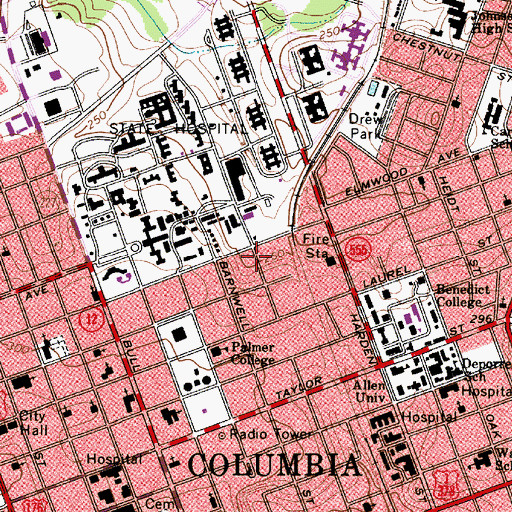 Topographic Map of Jehovah Baptist Church, SC